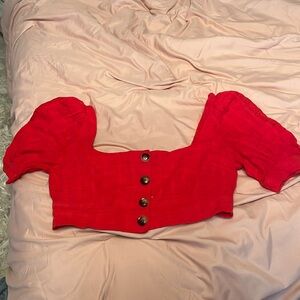 Red Puff Sleeve Top Size M